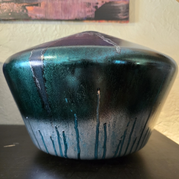 HANDCRAFTED Upcycled Glass Globe HANDPAINTED Tabletop Art Decor Green Silver - Picture 11 of 17